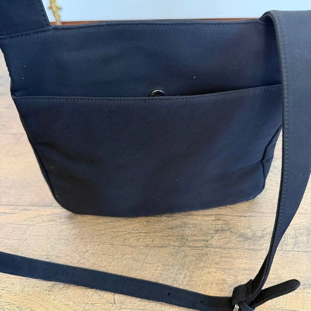 Hobo International Black Microfiber Crossbody‎ Organizer Messenger Bag